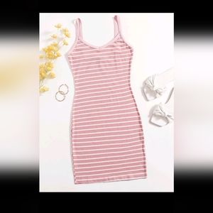 Striped Rib-knit Bodycon Dress